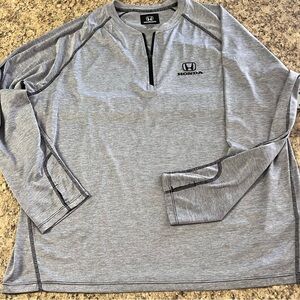 Honda Gray Long Sleeve 1/4 zip Pullover active performance shirt XL